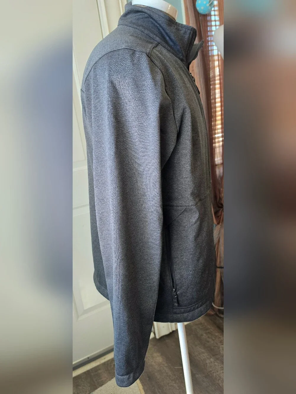 The North Face Apex Bionic Softshell Windwall Full Zip Jacket Mens L Grey Therma